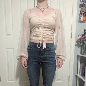 Boutique sheer rouched top